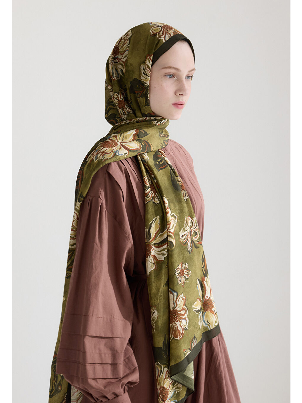 Jasmıne Floş Viskon Şal Yeşil-2