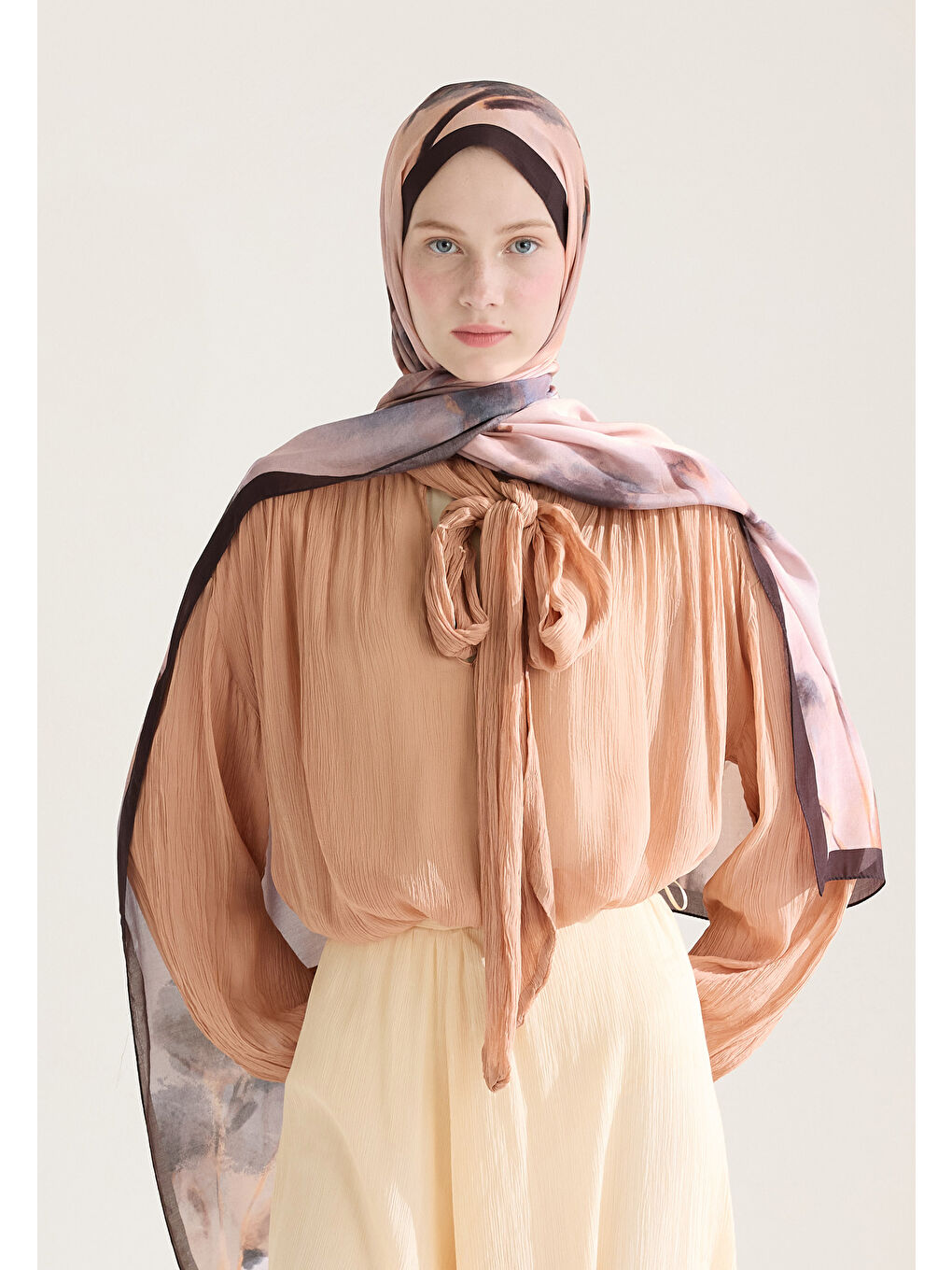 Kahverengi Polly Floş Viskon Şal Kahve-1