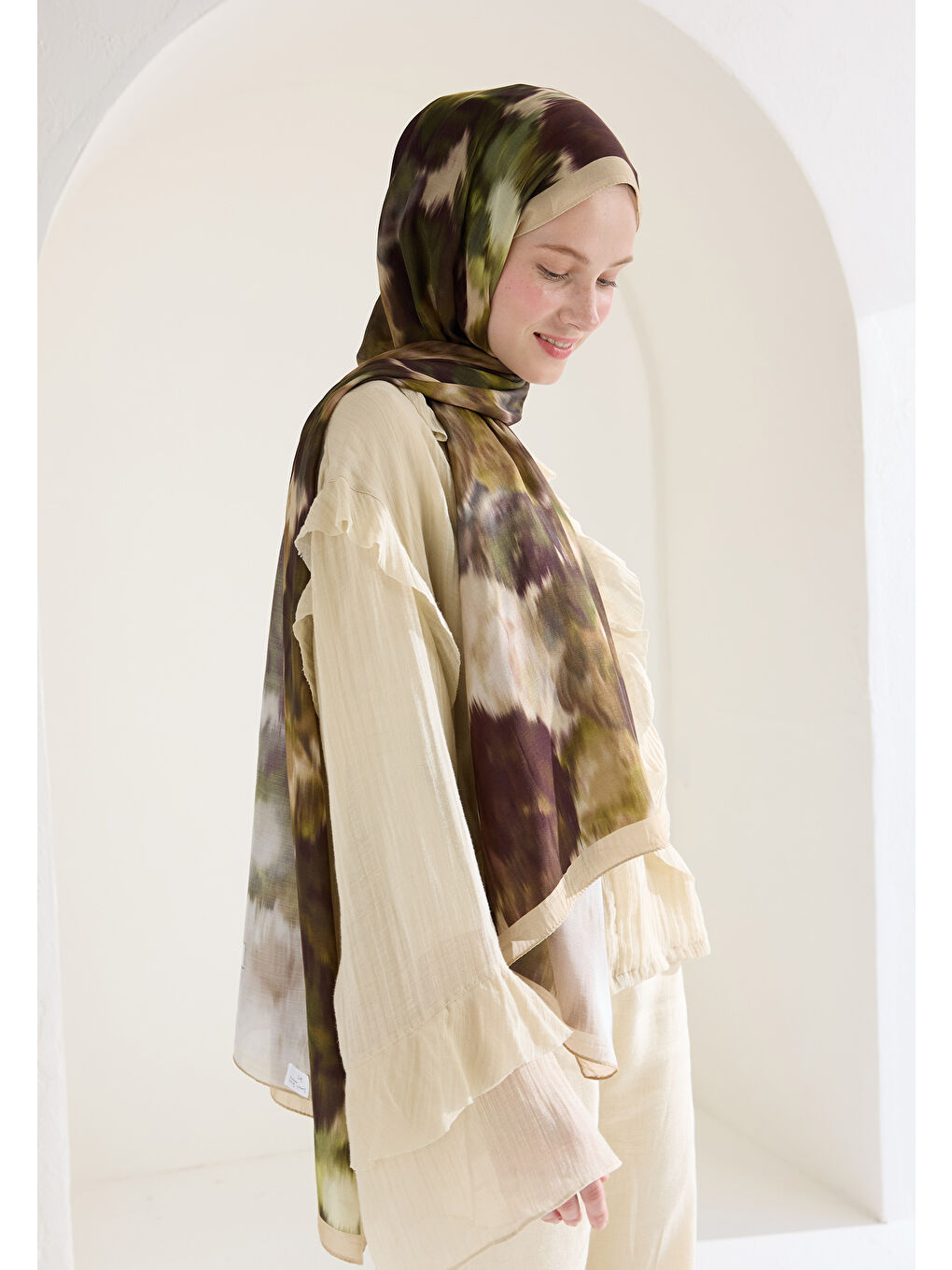 Sweet Peony Floş Viskon Şal Bej