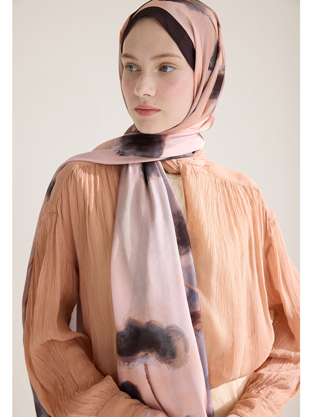 Kahverengi Polly Floş Viskon Şal Kahve-3