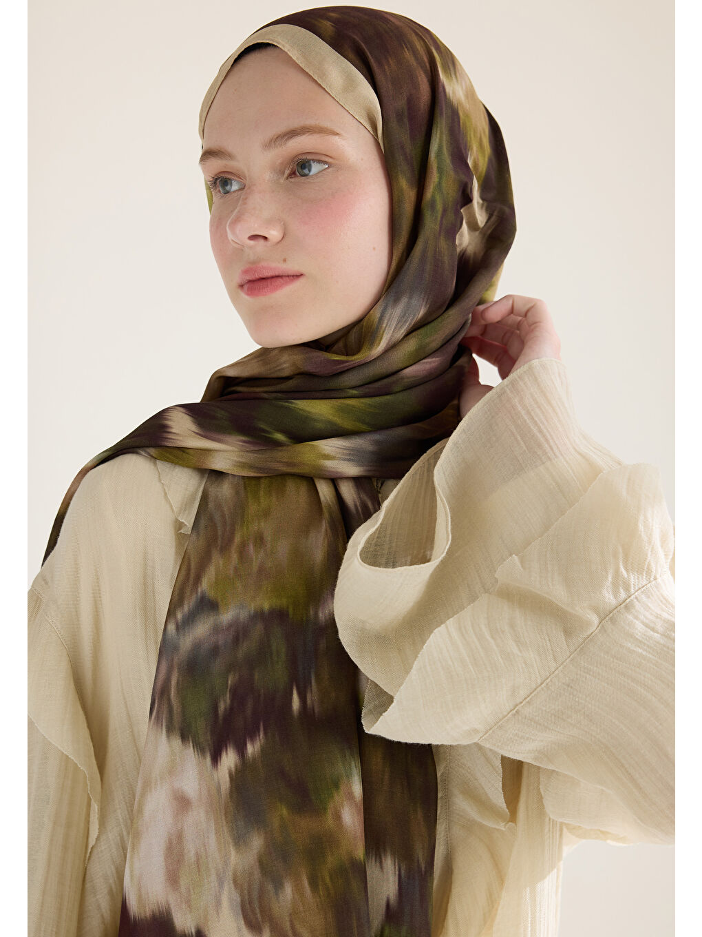 Sweet Peony Floş Viskon Şal Bej-2