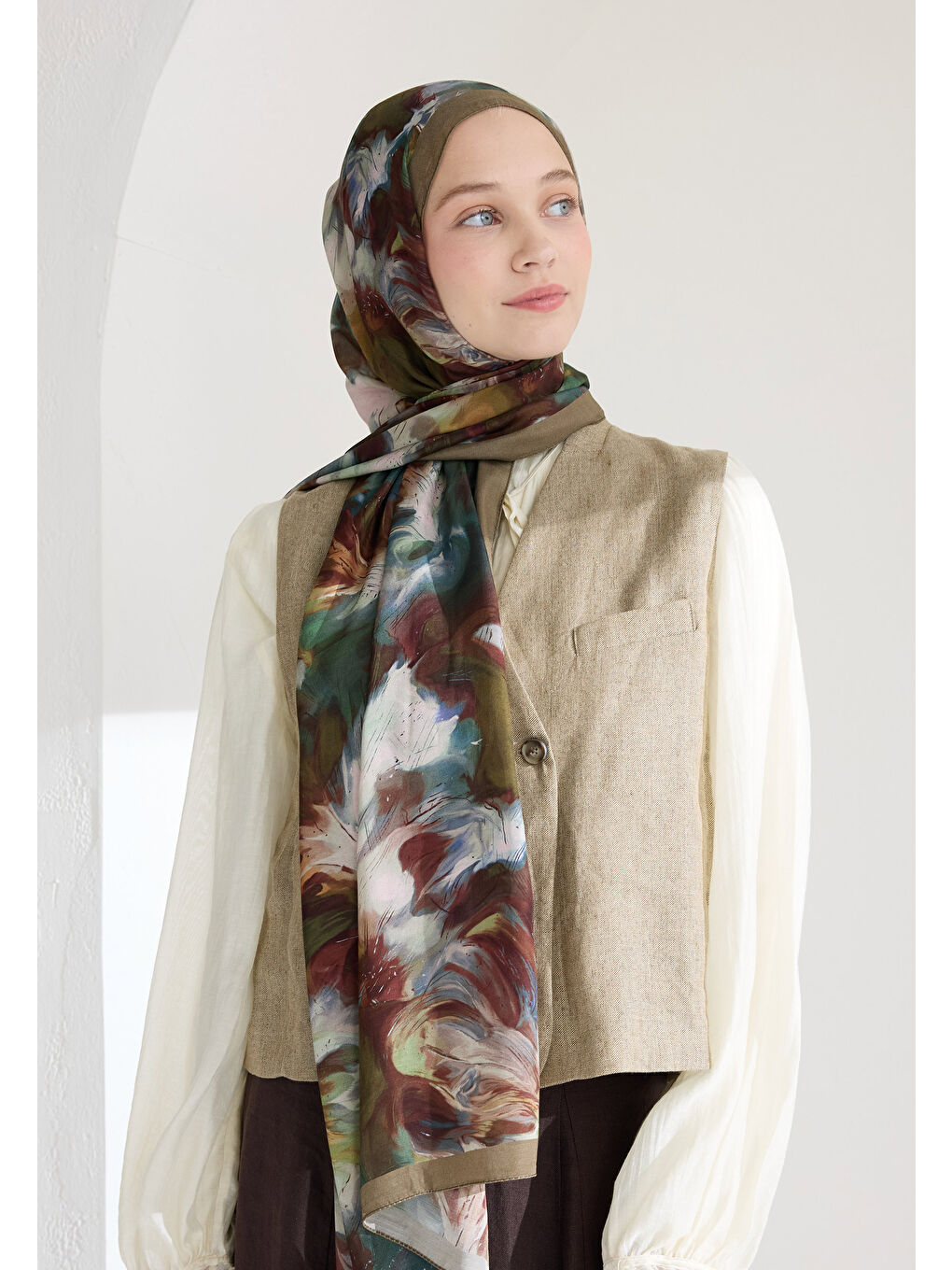 Kahverengi Melaına Floş Viskon Şal Toprak-1