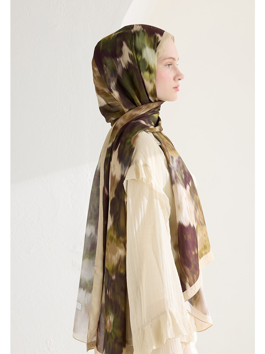 Sweet Peony Floş Viskon Şal Bej-3