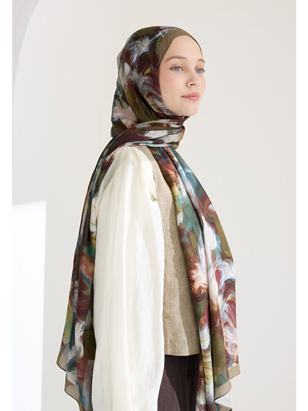 Kahverengi Melaına Floş Viskon Şal Toprak-2