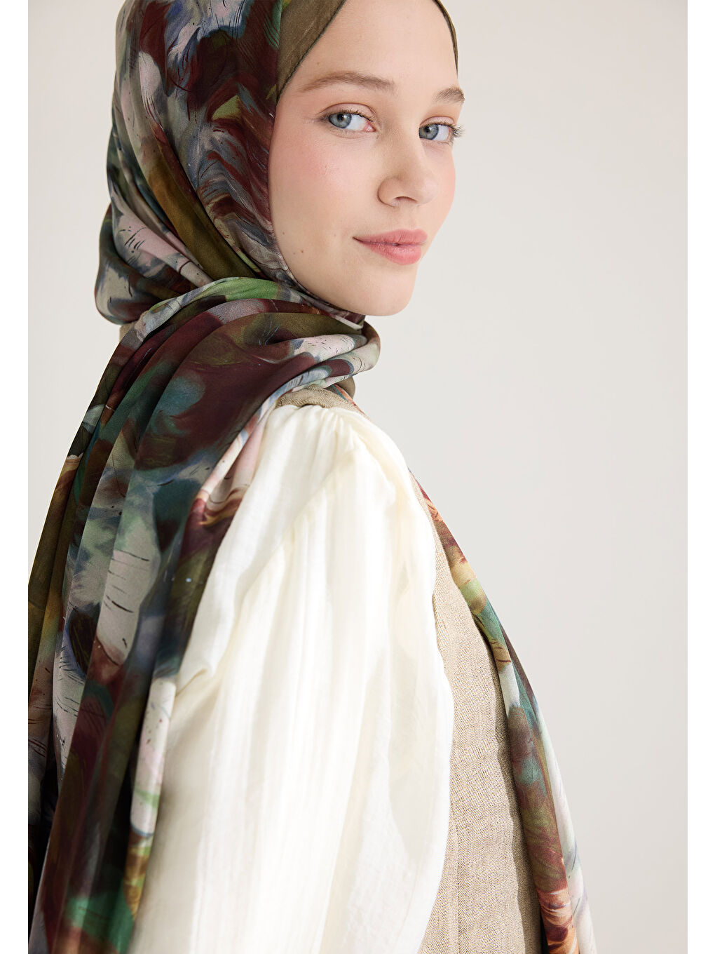 Kahverengi Melaına Floş Viskon Şal Toprak-3