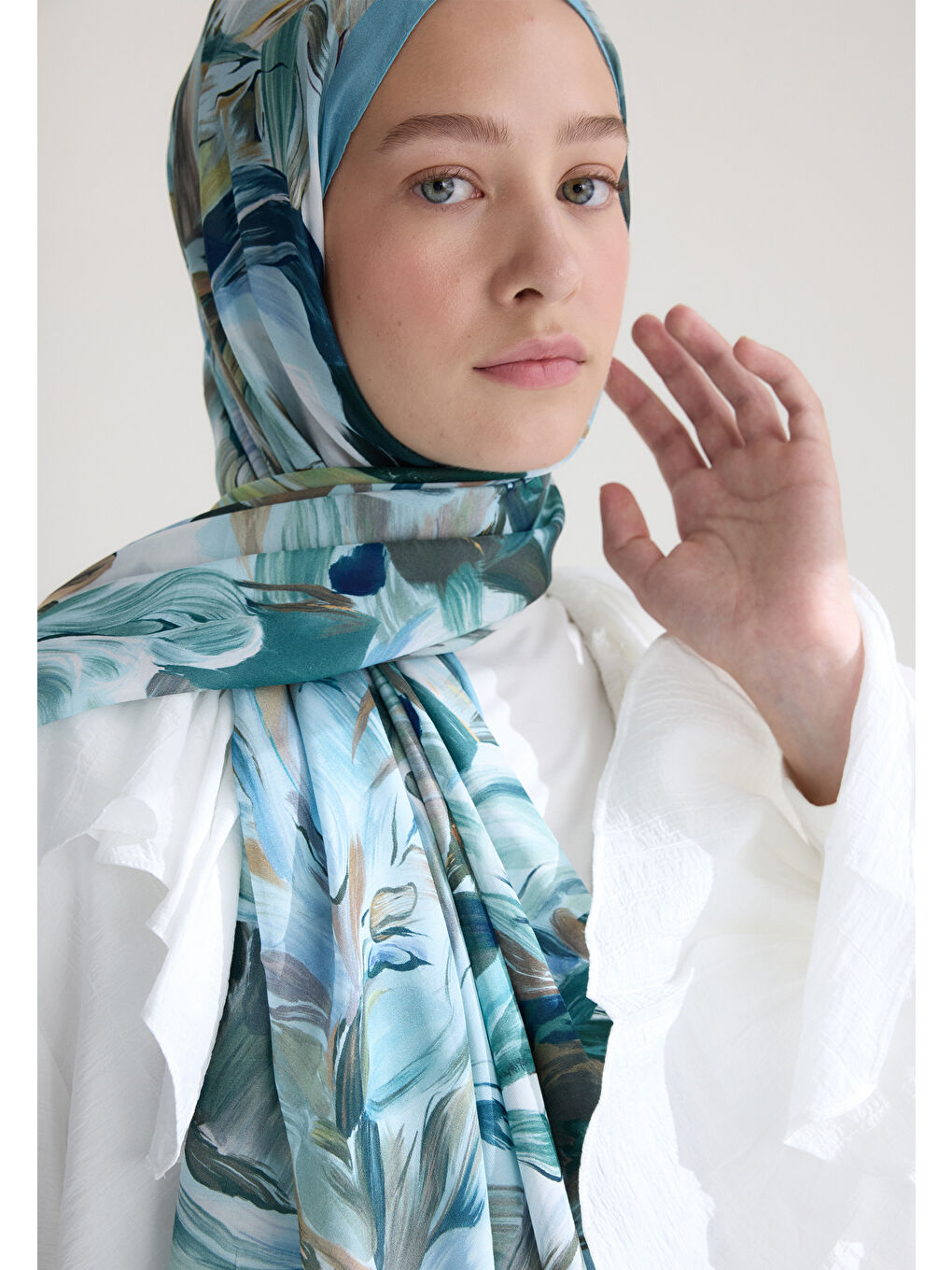 Vanılla Blossom Floş Viskon Şal Açık Mavi-2