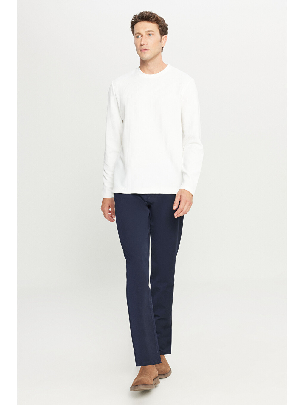 Erkek Lacivert Yumuşak Dokulu Slim Fit Dar Kesim 5 Cepli Esnek Casual Pantolon-2