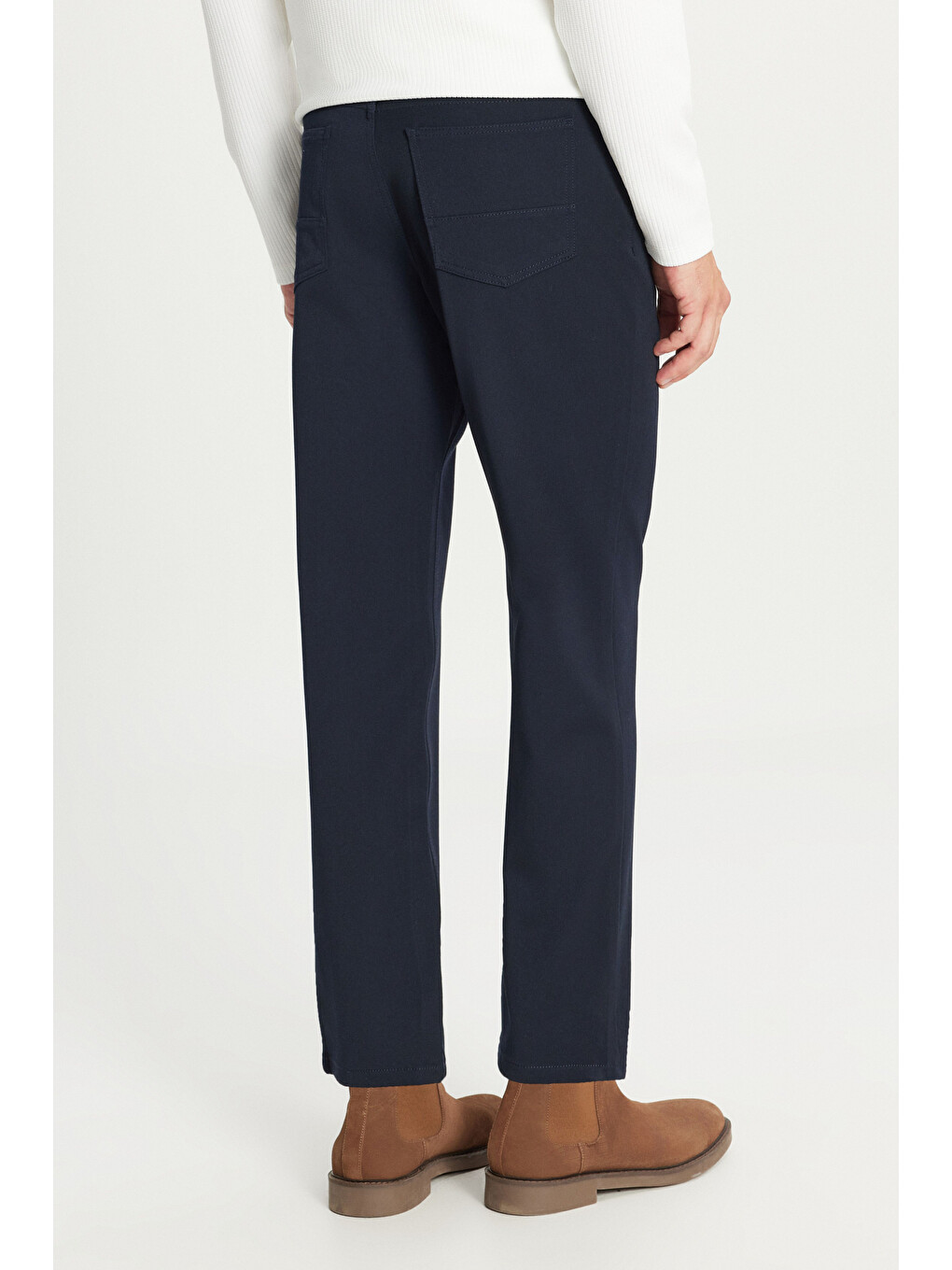 Erkek Lacivert Yumuşak Dokulu Slim Fit Dar Kesim 5 Cepli Esnek Casual Pantolon-4