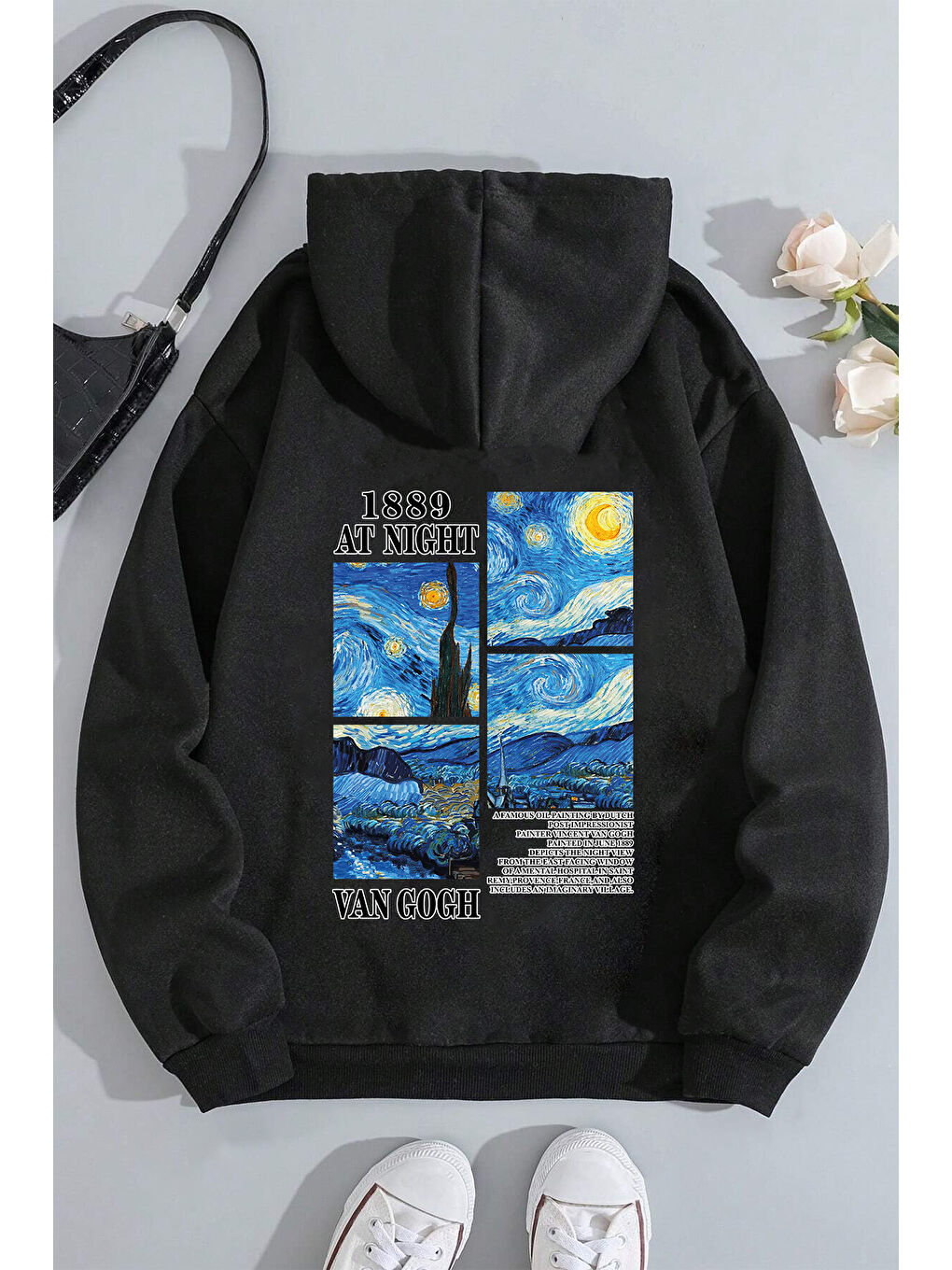 uyguntarz Siyah Vangogh Baskılı Oversize Sweatshirt - 2