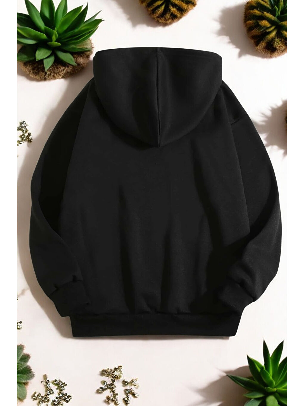 uyguntarz Siyah Orkide Tuval Baskılı Unisex Oversize Sweatshirt - 1