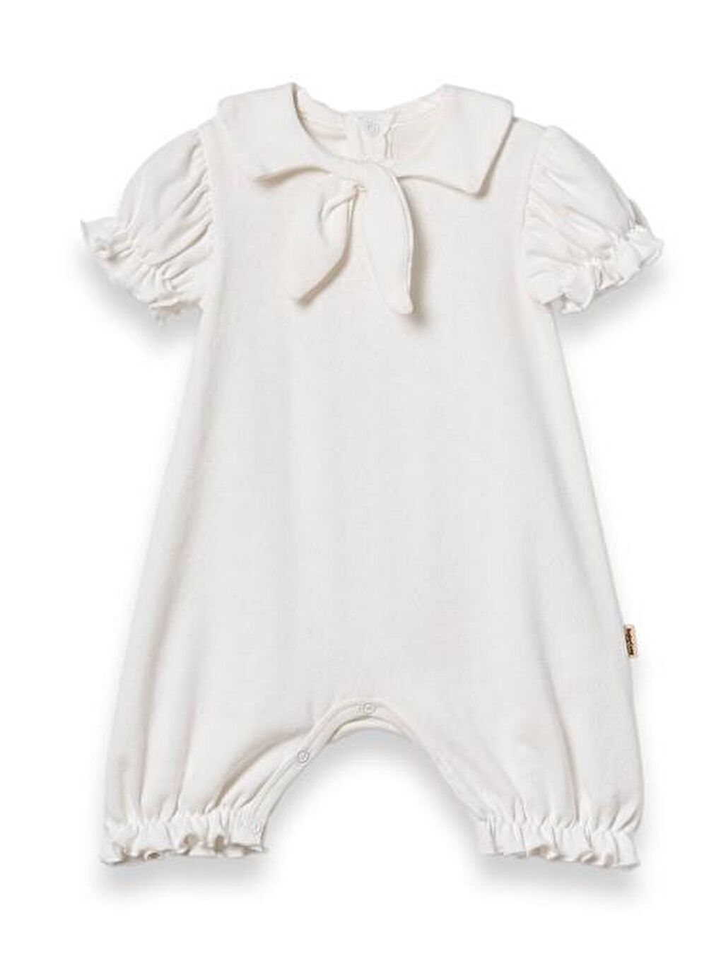 Ekru Bebek Şort Kollu Tulum, %100 Organik Pamuk, Bebek ve Yenidoğan Serisi - CSYR4552