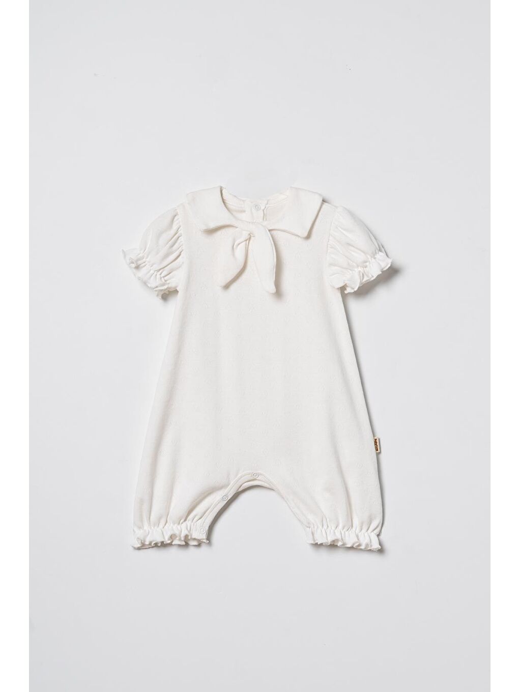 Ekru Bebek Şort Kollu Tulum, %100 Organik Pamuk, Bebek ve Yenidoğan Serisi - CSYR4552-1