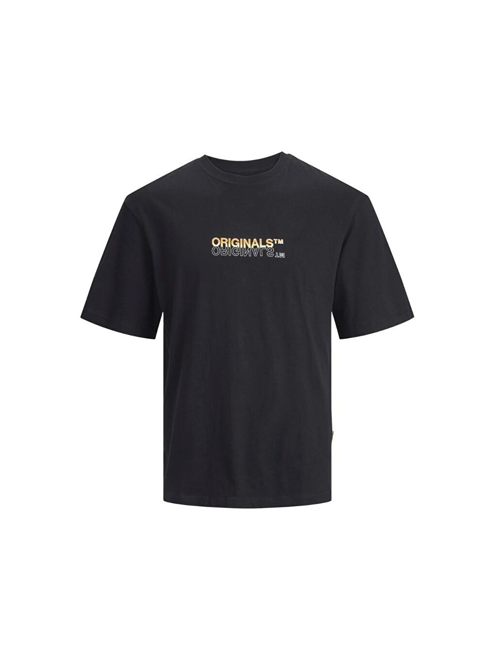 Waves Logo Erkek Siyah Bisiklet Yaka Tişört-3