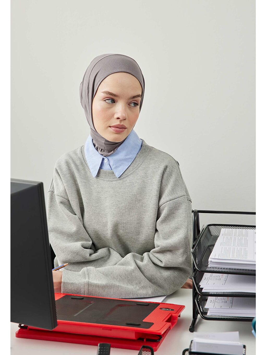 Gri Athletıc Hıjab Koyu Grı-2