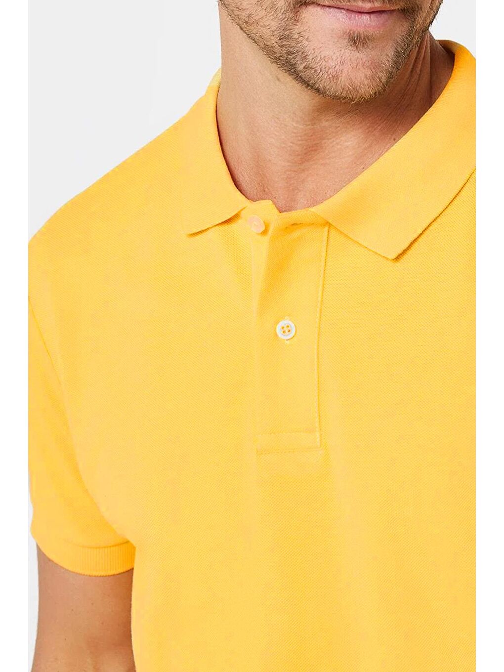 Erkek Slim Fit Dar Kesim %100 Pamuk Sarı Polo Yaka Tişört-3