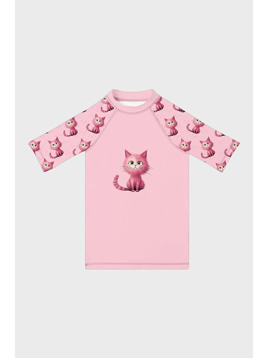 Pembe Kiki Baskılı Uv Korumalı Kısa Kollu Mayo T Shirt ST2612000002