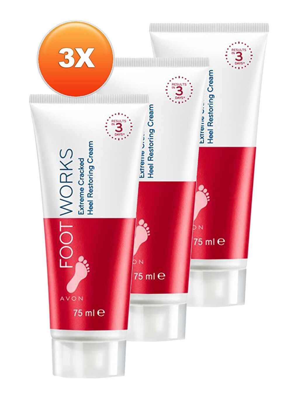 AVON Foot Works Çatlak Topukları Onarıcı Ayak Kremi 75 Ml. Üçlü Set - 1