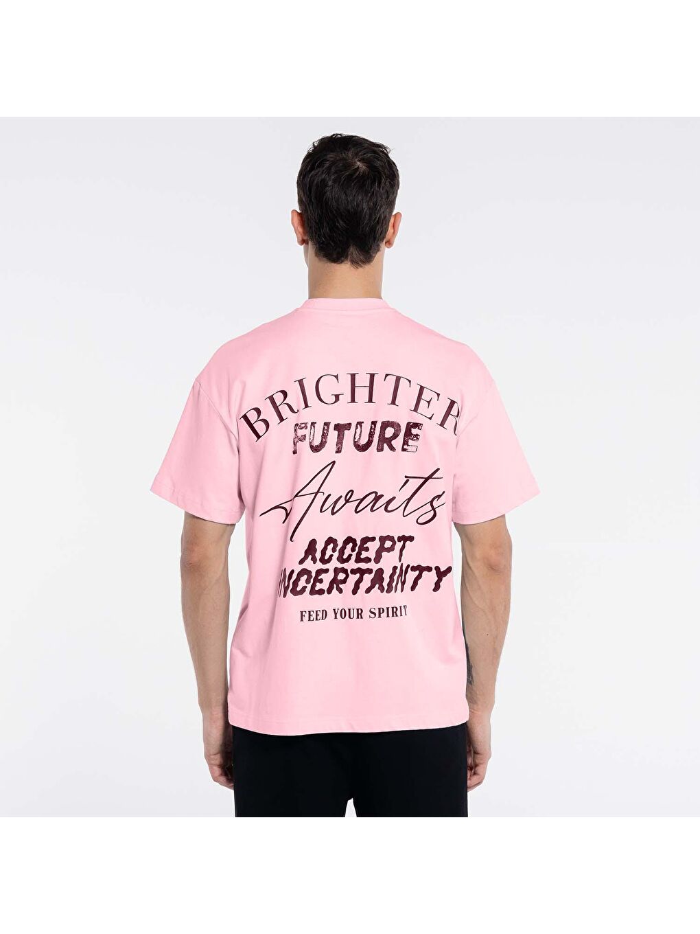 Deka Erkek Pembe %100 Pamuk Bisiklet Yaka Ekstra Oversize Tişört-1