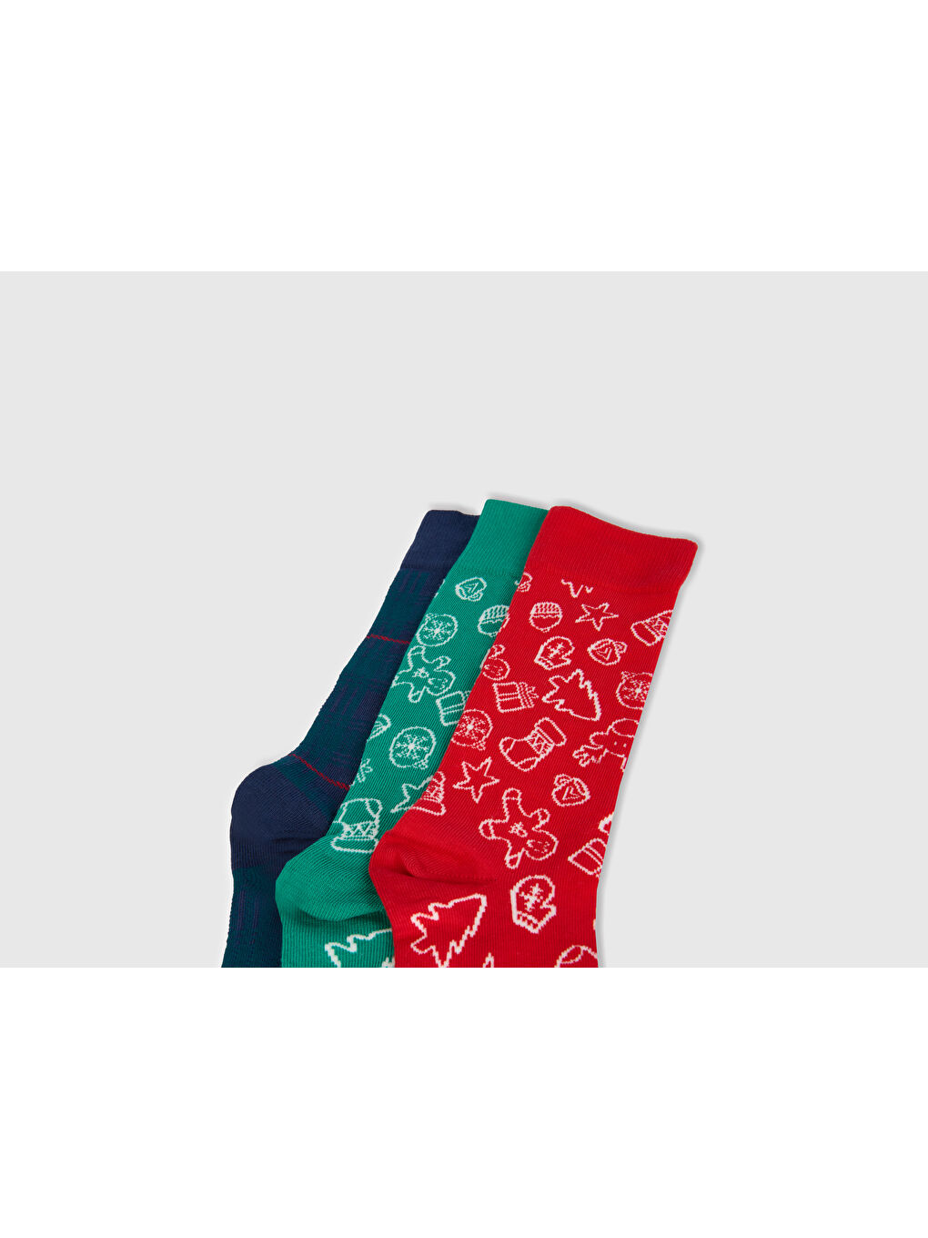 Erkek Kırmızı Mix Pamuk Karışımlı Desenli 3'lü Örme Çorap-1