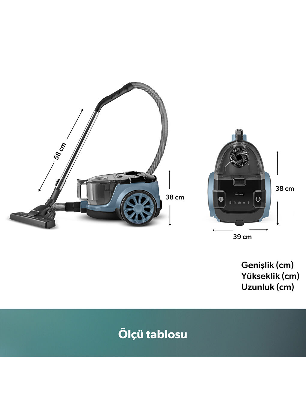 Dustroyer 1255H Yatay Süpürge Buz Mavisi-1