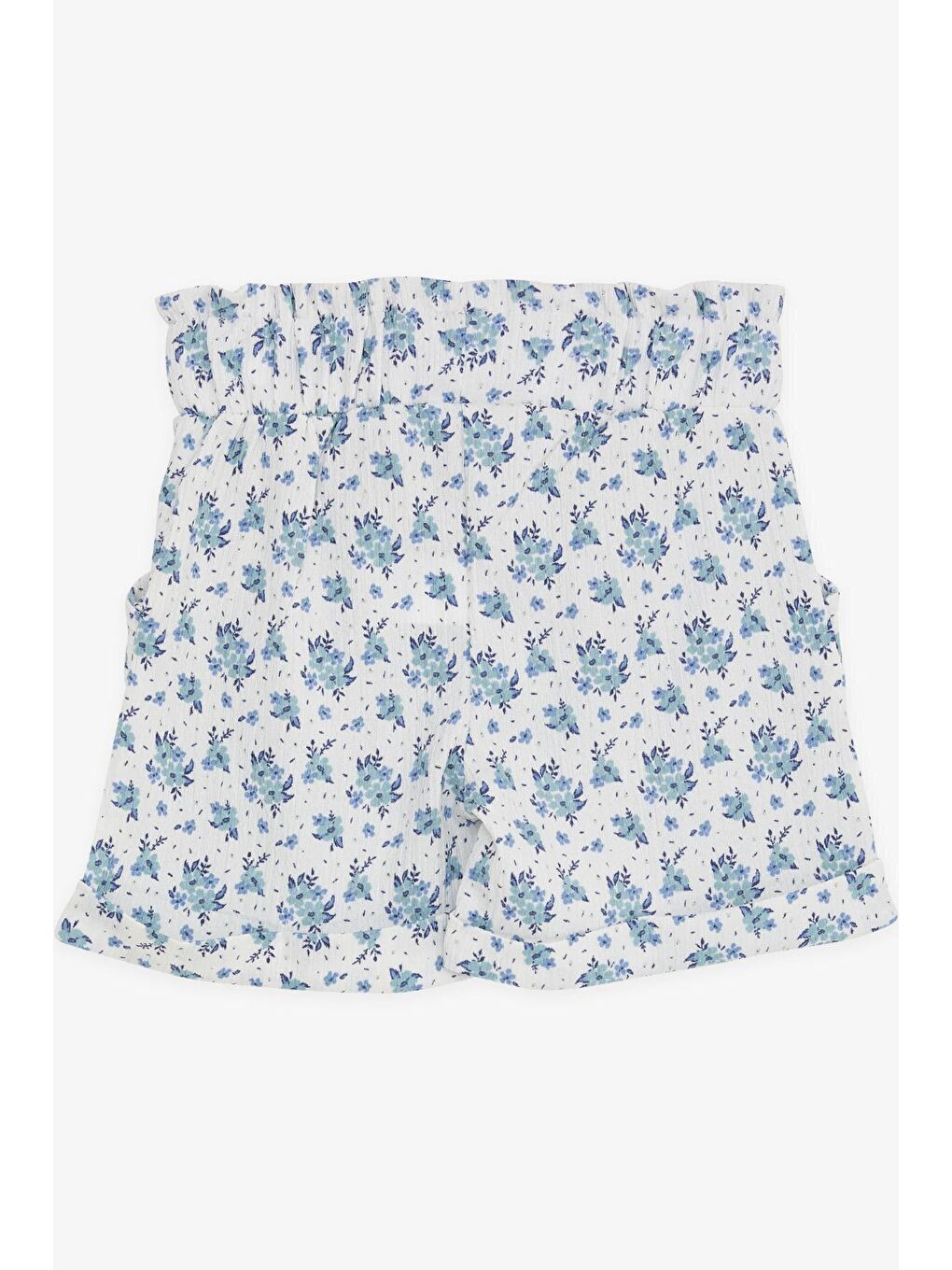 Kız Çocuk Şort Çiçekli Fiyonklu Beli Lastikli Beyaz (8-14 Yaş)