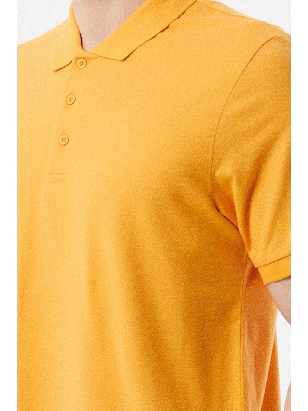 Sarı Polo Yaka Düğmeli Tişört-3