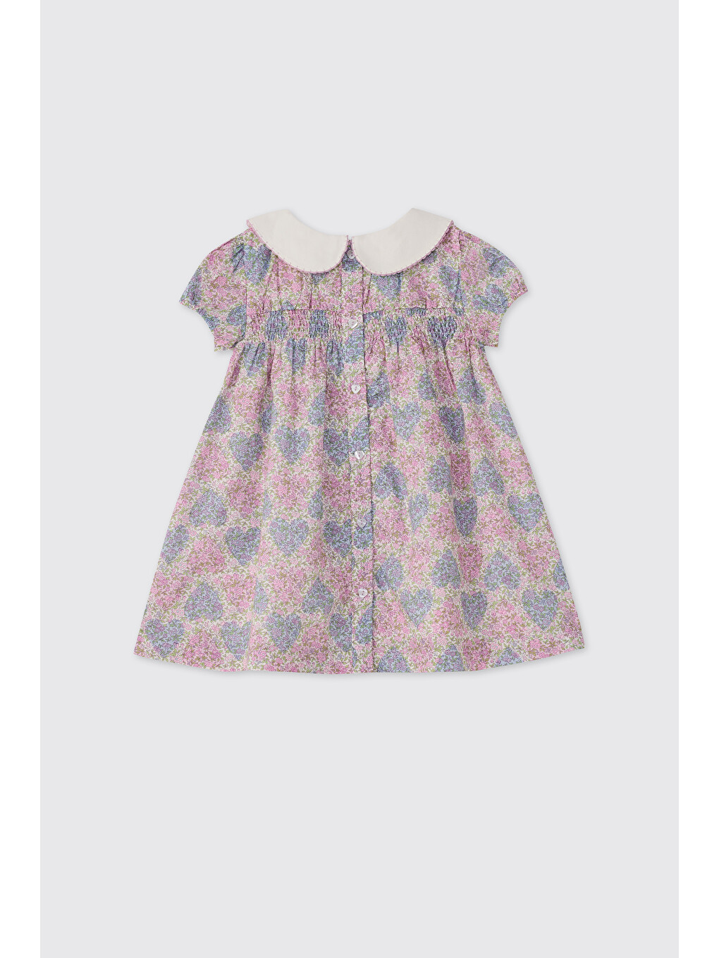Lila Liberty Kumaş Çiçek Desenli Yenidoğan Elbise-1