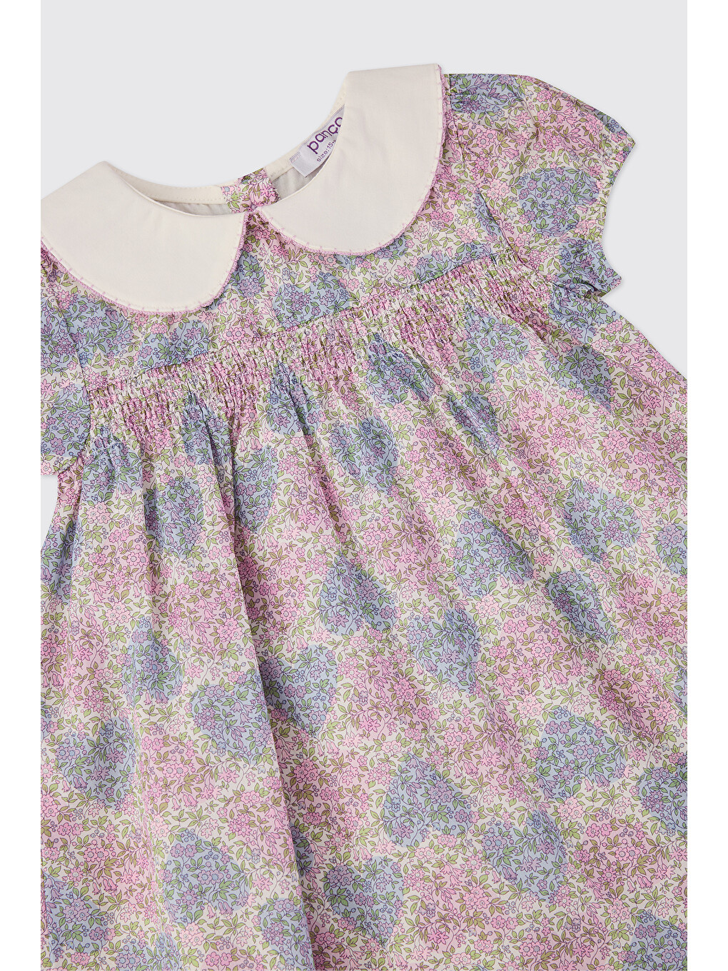 Lila Liberty Kumaş Çiçek Desenli Yenidoğan Elbise-2