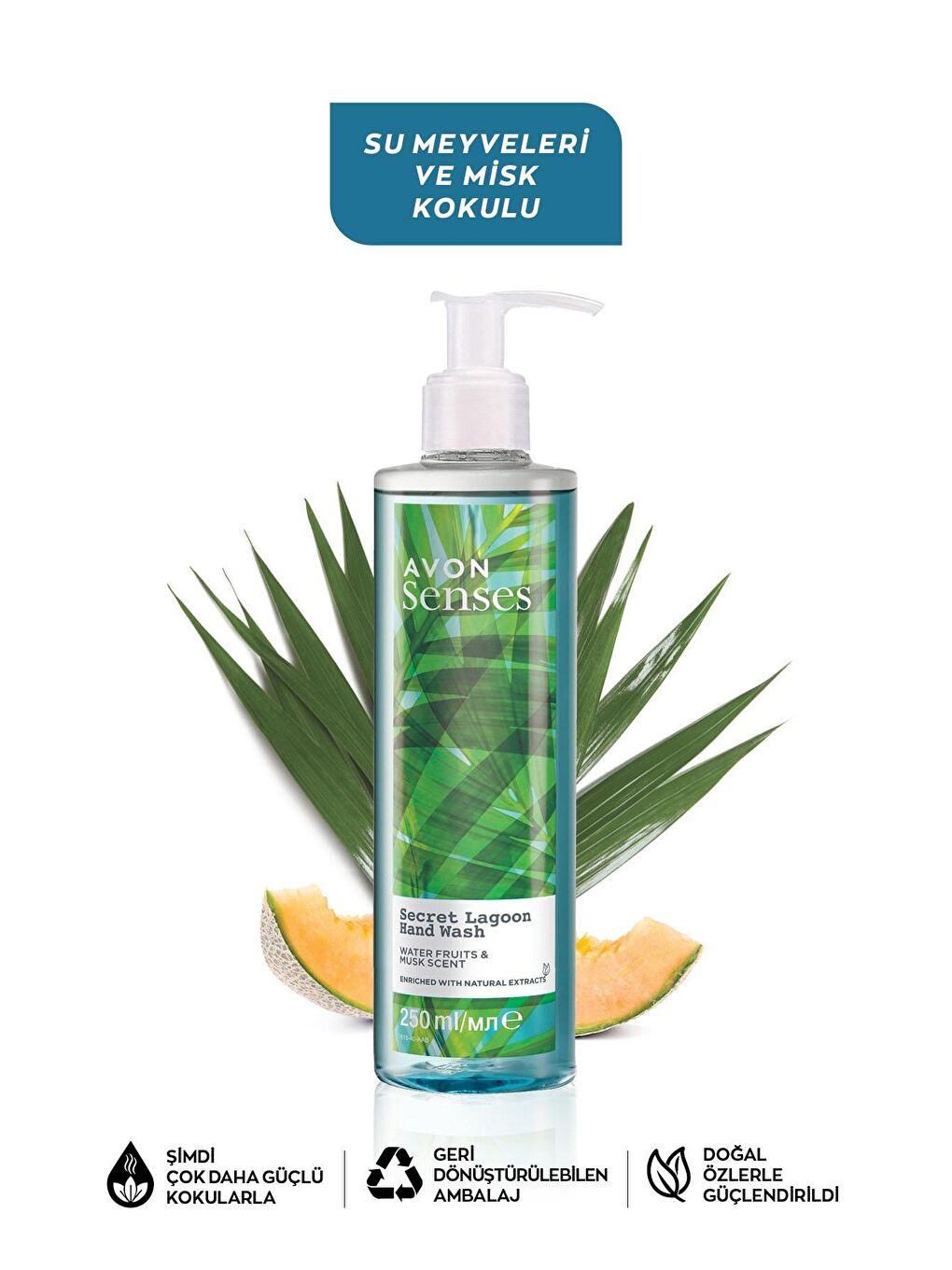 AVON Renksiz Senses Secret Lagoon Su Meyveleri ve Misk Kokulu Sıvı El Sabunu 250 Ml. - 1