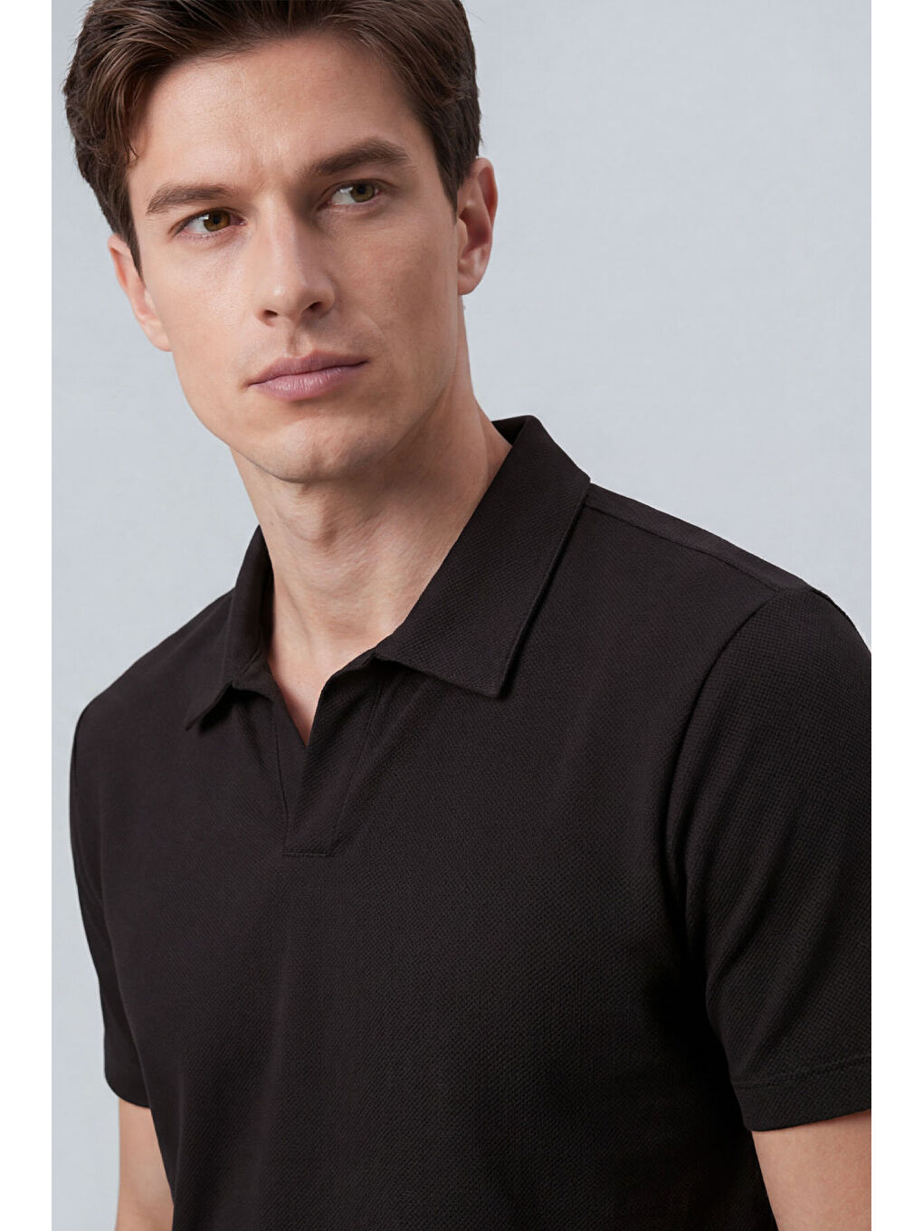 Kahverengi Rahat Form Yumuşak Dokulu Polo Yaka Erkek T-Shirt - 88496-1