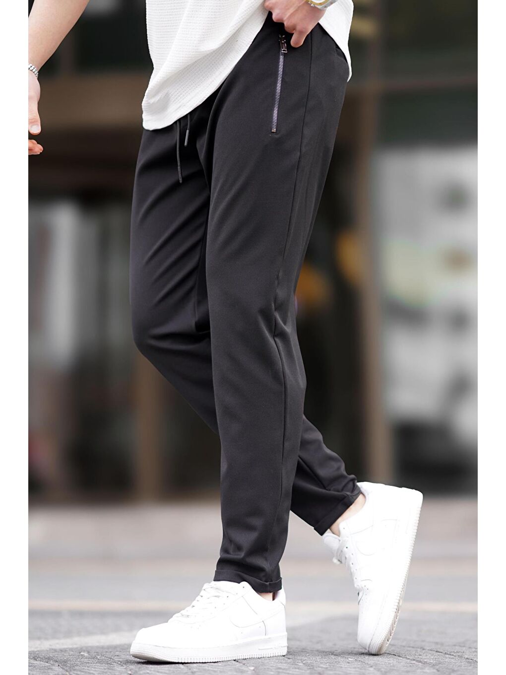 Siyah Fermuar Detaylı  Erkek Pantolon 6520