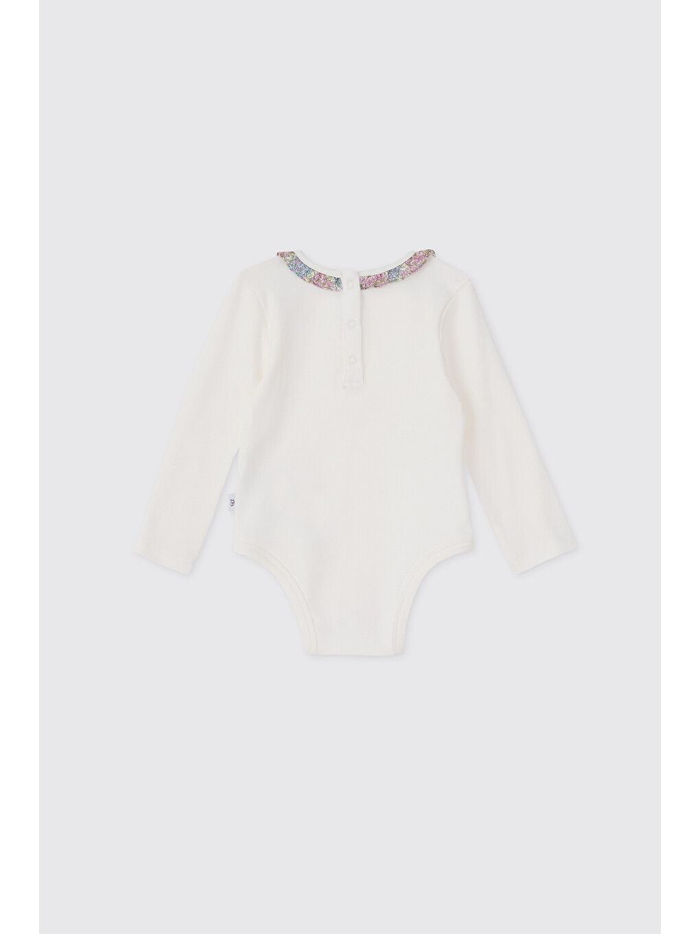 Ekru Liberty Kumaş Çiçek Desenli Yenidoğan Body-1