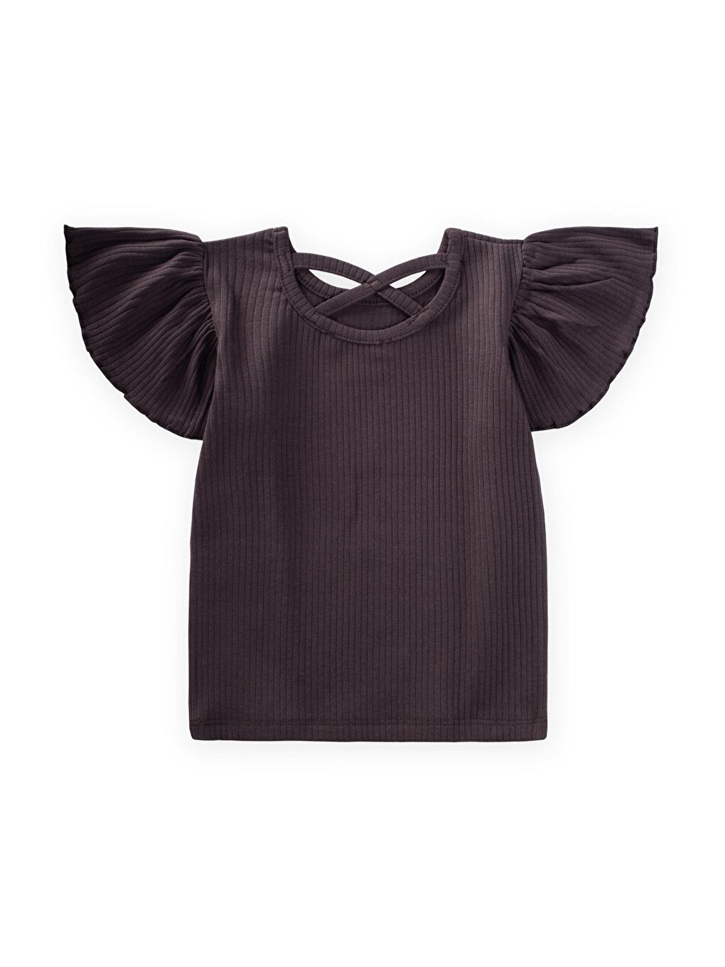 Kelebek Kol Fitilli T-Shırt 2-9 Yaş Antrasit