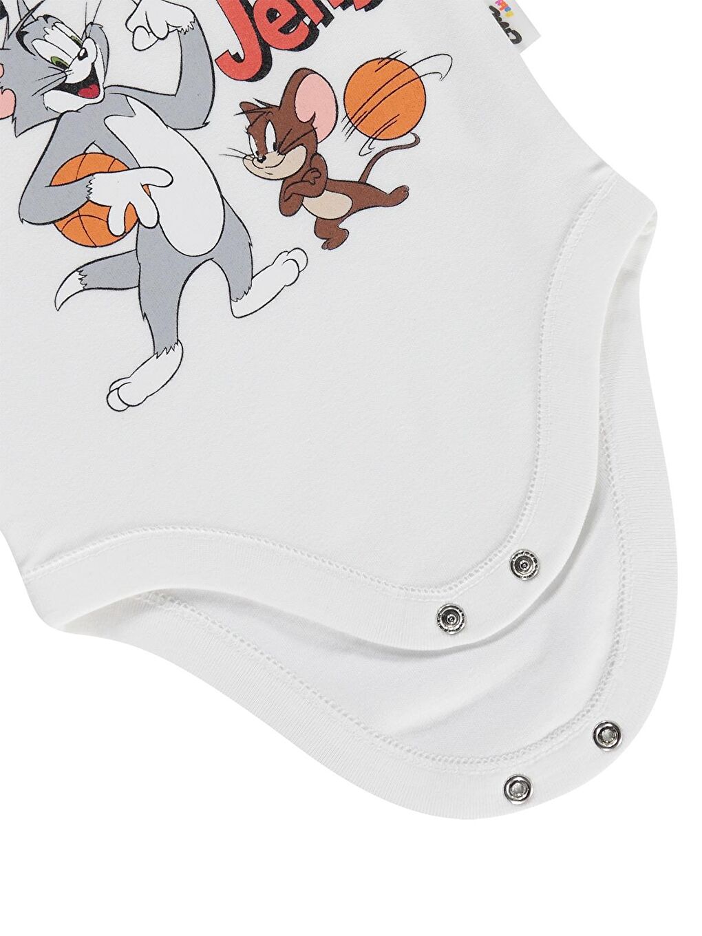 Baby Tom and Jerry Baskılı 3-18 Ay Çıtçıtlı Badi - Ekru-1