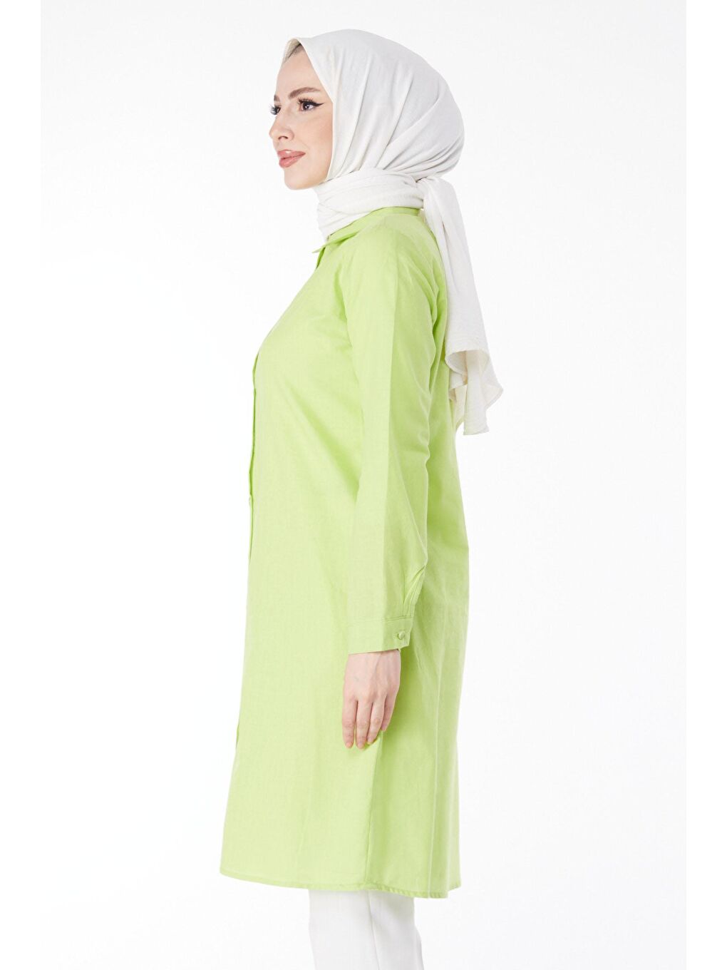 Gömlek Yaka Kadın Yeşil Tunik - 13141-2