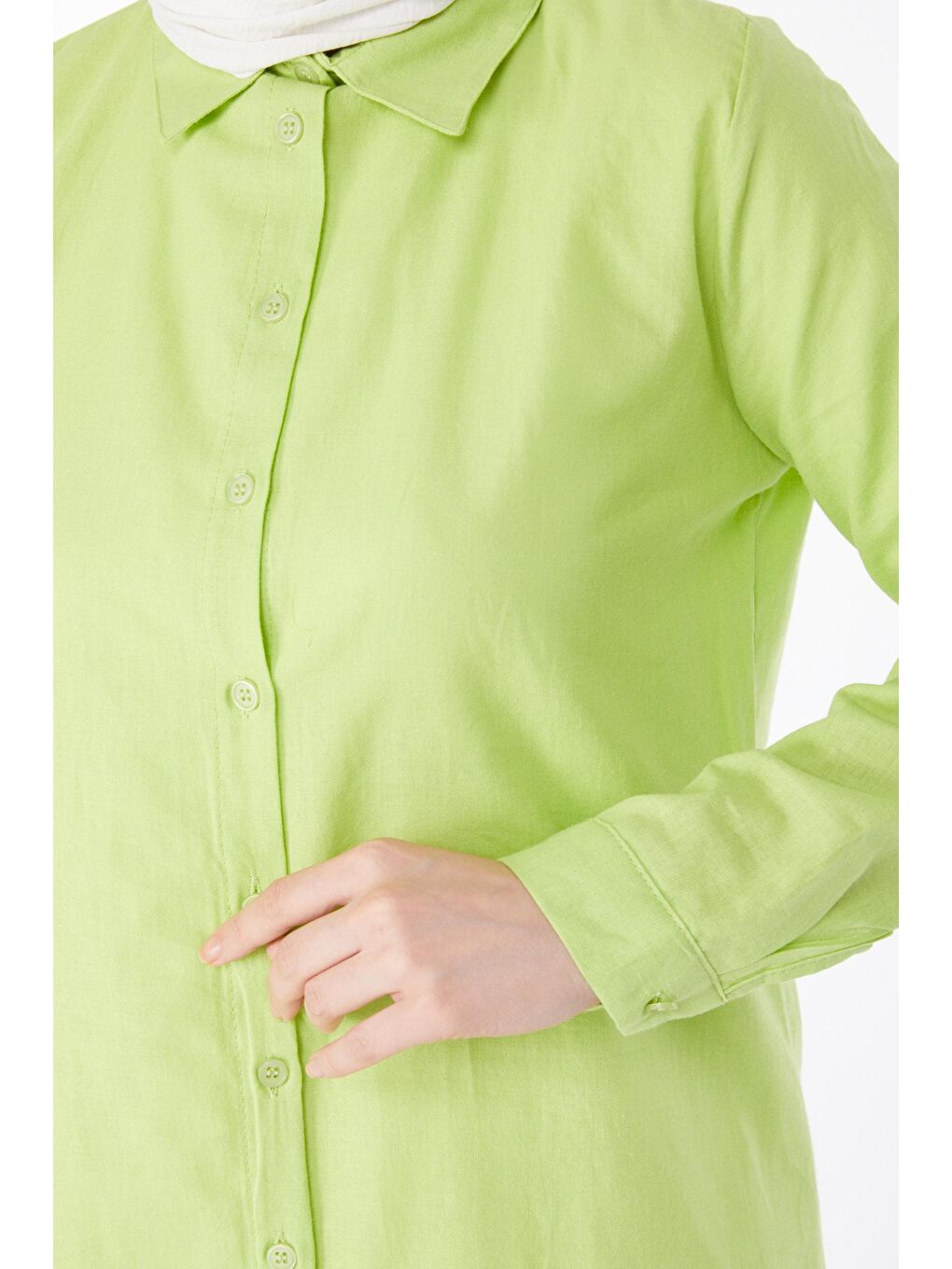 Gömlek Yaka Kadın Yeşil Tunik - 13141-4