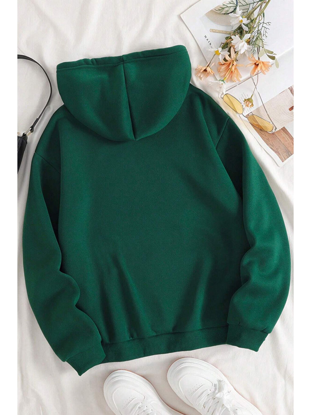 uyguntarz Yeşil Leopar Kalp Baskılı Oversize Sweatshirt - 1