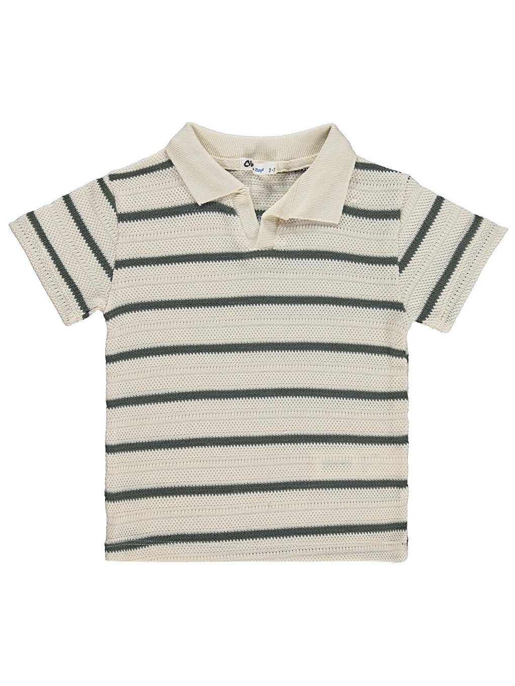 Boys Polo Yaka Çizgili 2-5 Yaş Tişört - Haki