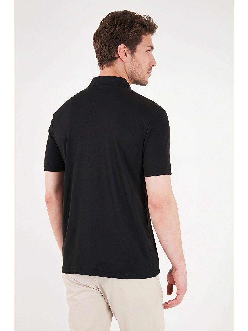 Siyah Pamuklu Regular Fit Göğüs Cepli Düğmeli Polo T Shirt 4565001-5