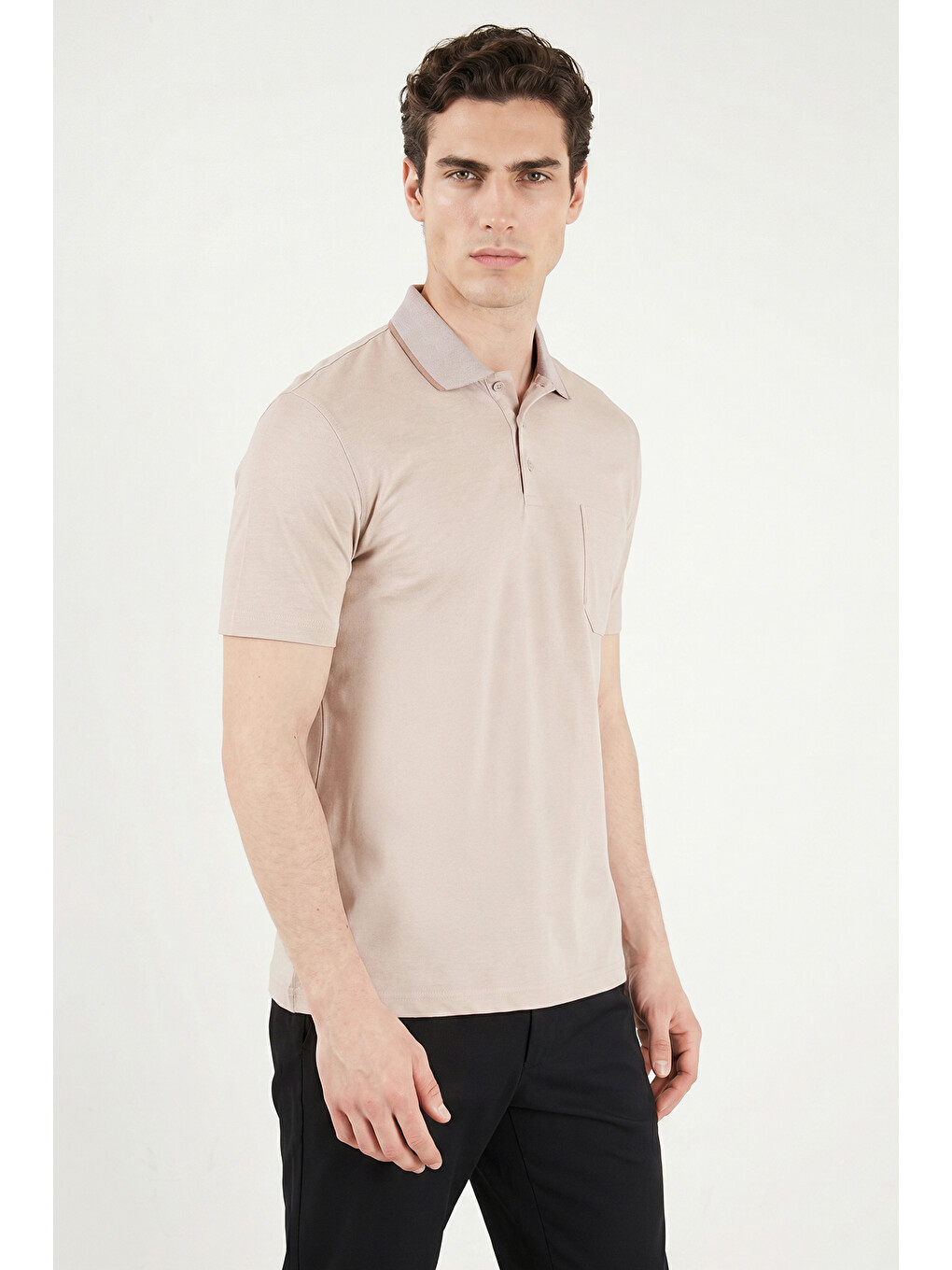 Bej Pamuklu Regular Fit Göğüs Cepli Düğmeli Polo T Shirt 4565001-2