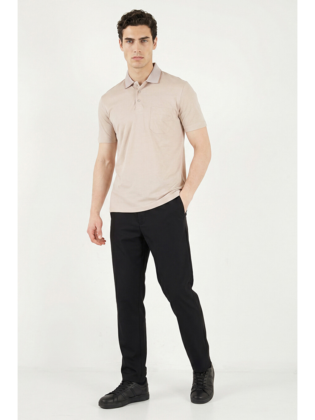 Bej Pamuklu Regular Fit Göğüs Cepli Düğmeli Polo T Shirt 4565001-4