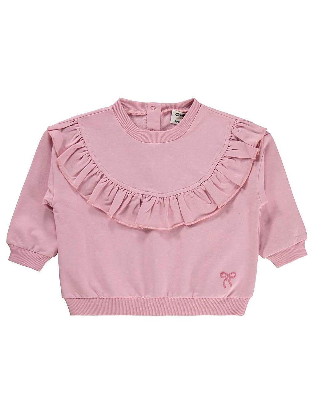 Baby Fiyonk Nakışlı Fırfırlı 6-18 Ay Sweatshirt - Pembe