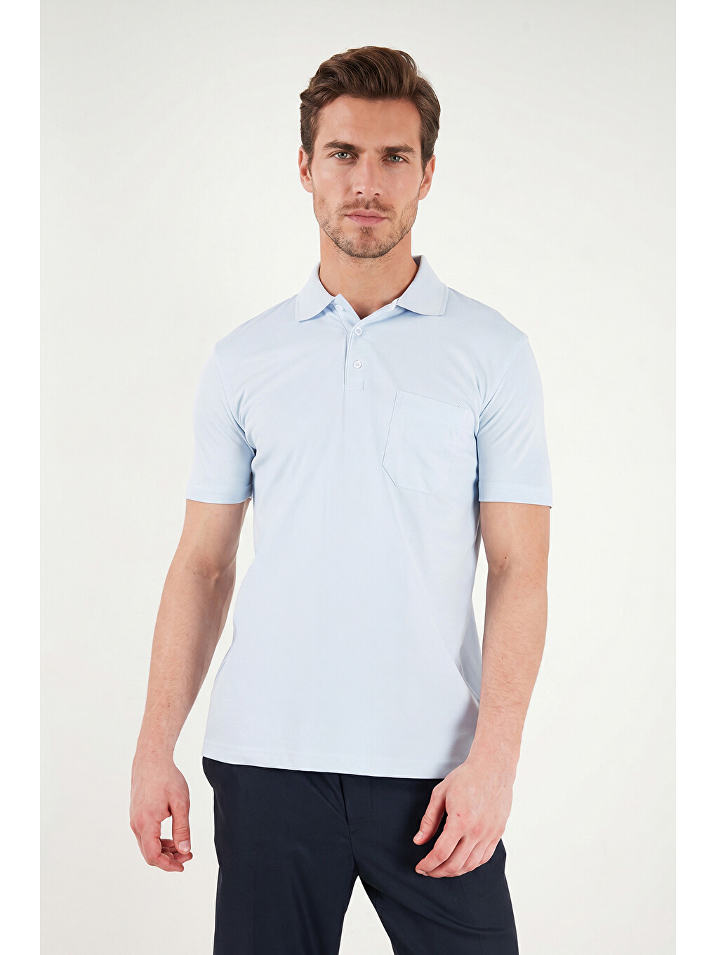 Mavi Pamuklu Regular Fit Göğüs Cepli Düğmeli Polo T Shirt 4565001-1