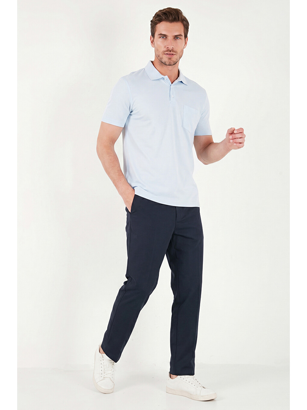 Mavi Pamuklu Regular Fit Göğüs Cepli Düğmeli Polo T Shirt 4565001-4