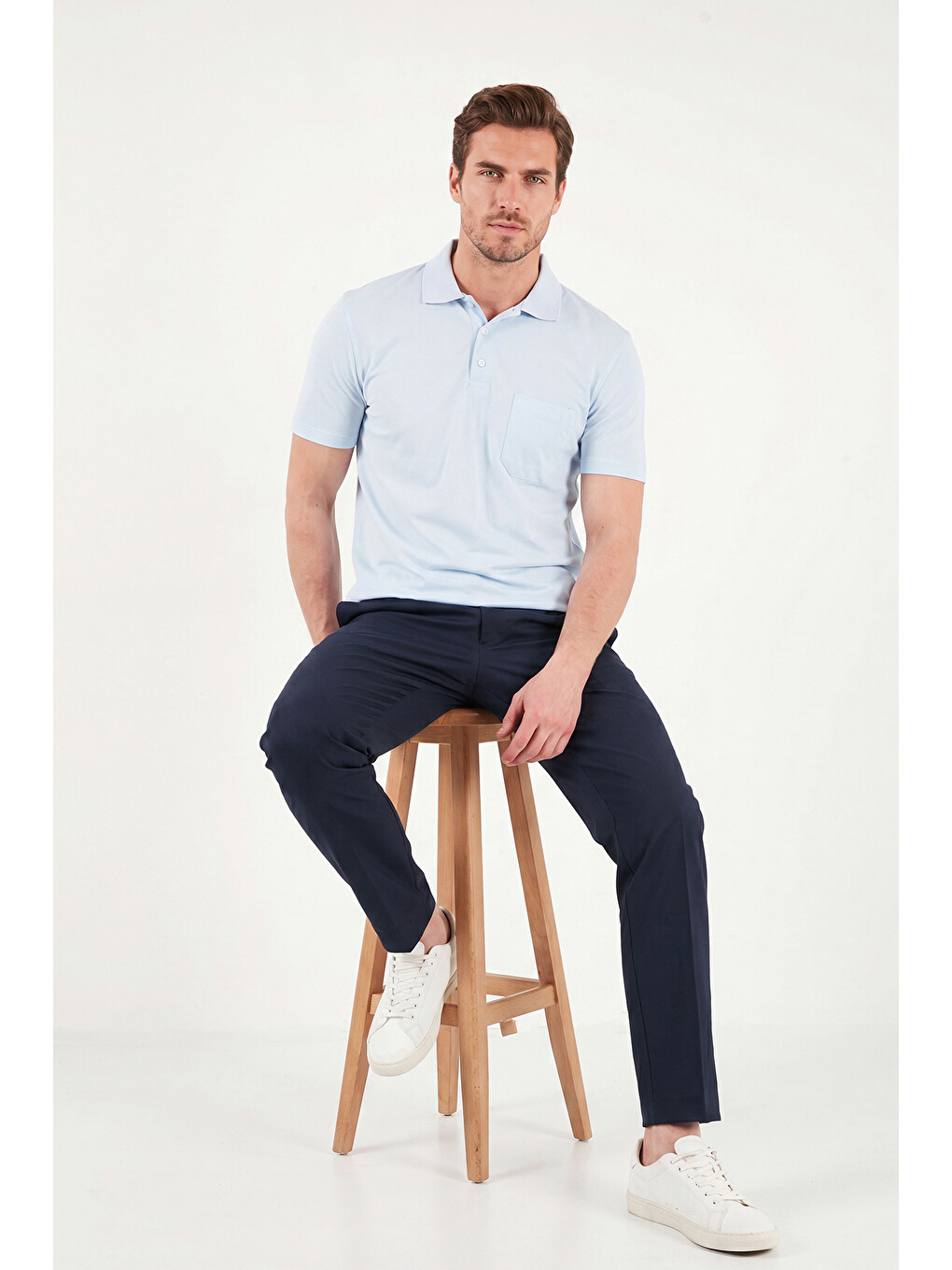 Mavi Pamuklu Regular Fit Göğüs Cepli Düğmeli Polo T Shirt 4565001-5