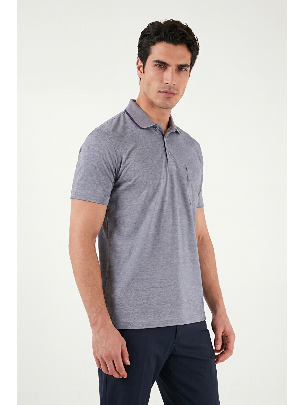 Lacivert Pamuklu Regular Fit Göğüs Cepli Düğmeli Polo T Shirt 4565001-3