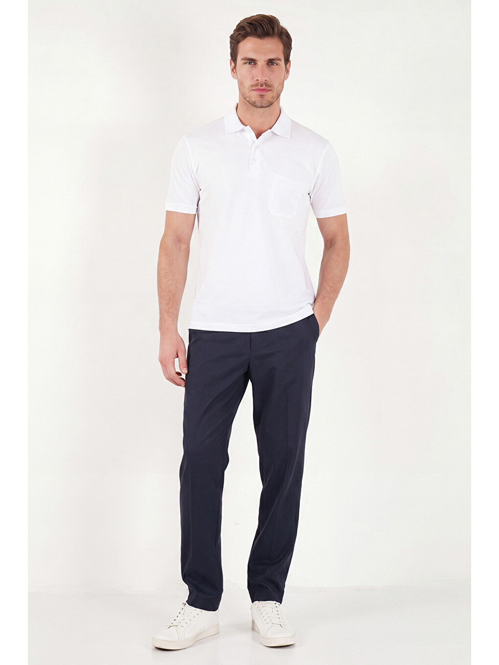Beyaz Pamuklu Regular Fit Göğüs Cepli Düğmeli Polo T Shirt 4565001-3
