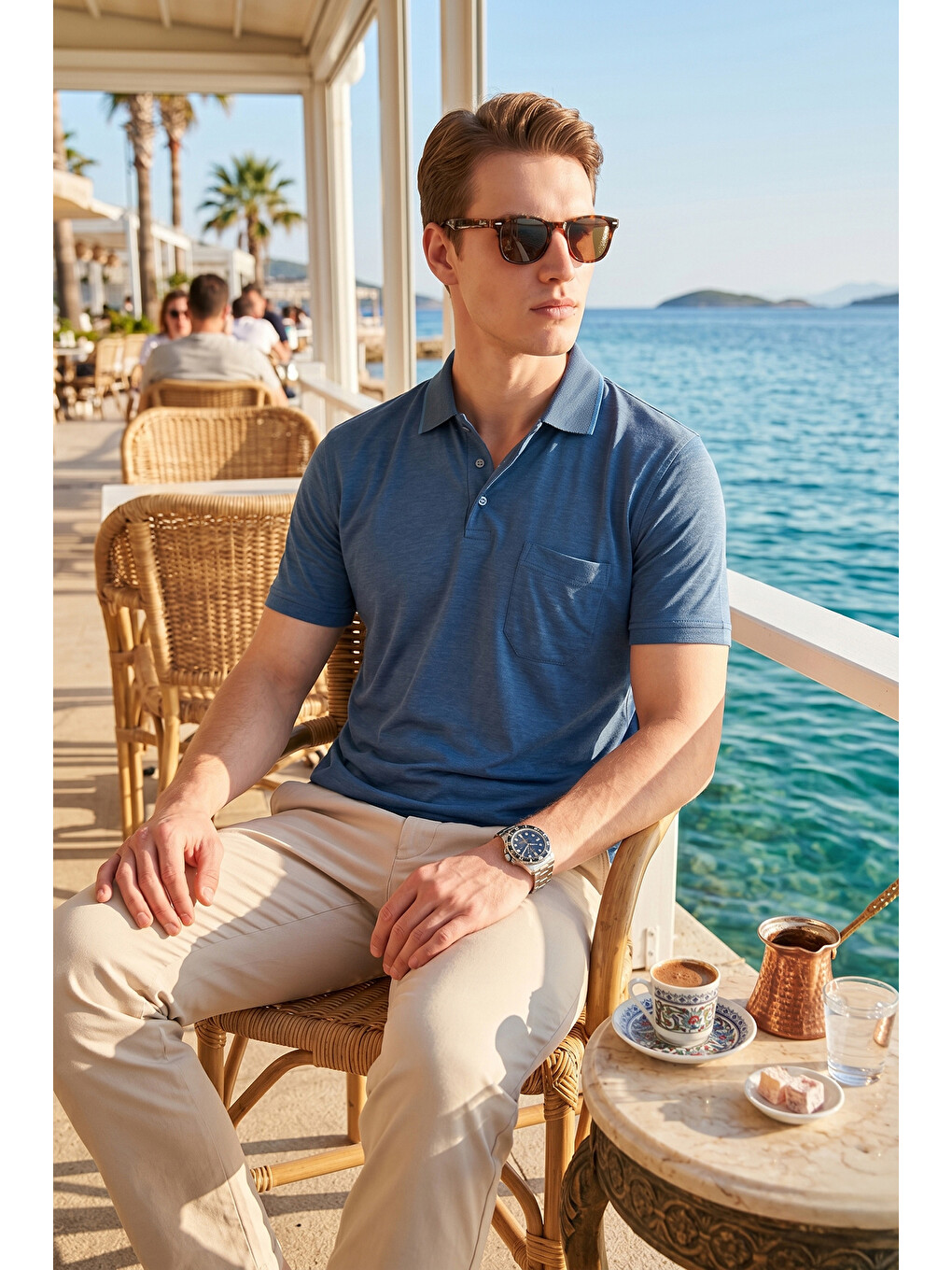 İndigo Pamuklu Regular Fit Göğüs Cepli Düğmeli Polo T Shirt 4565001