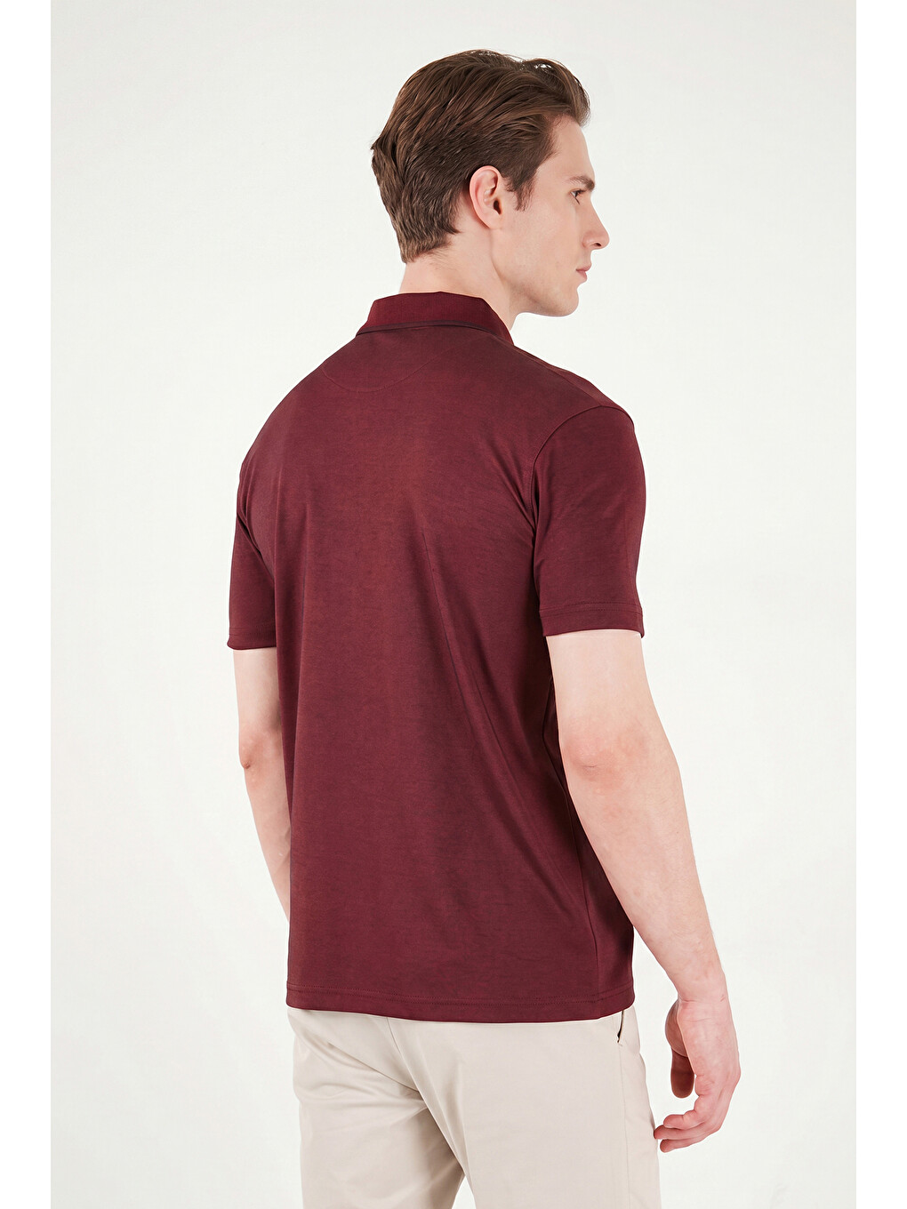 Bordo Pamuklu Regular Fit Göğüs Cepli Düğmeli Polo T Shirt 4565001-6