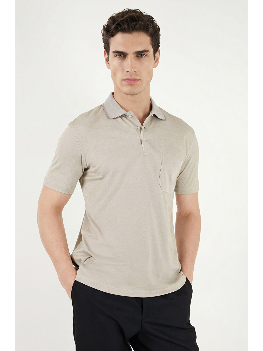 Yeşil Pamuklu Regular Fit Göğüs Cepli Düğmeli Polo T Shirt 4565001-4